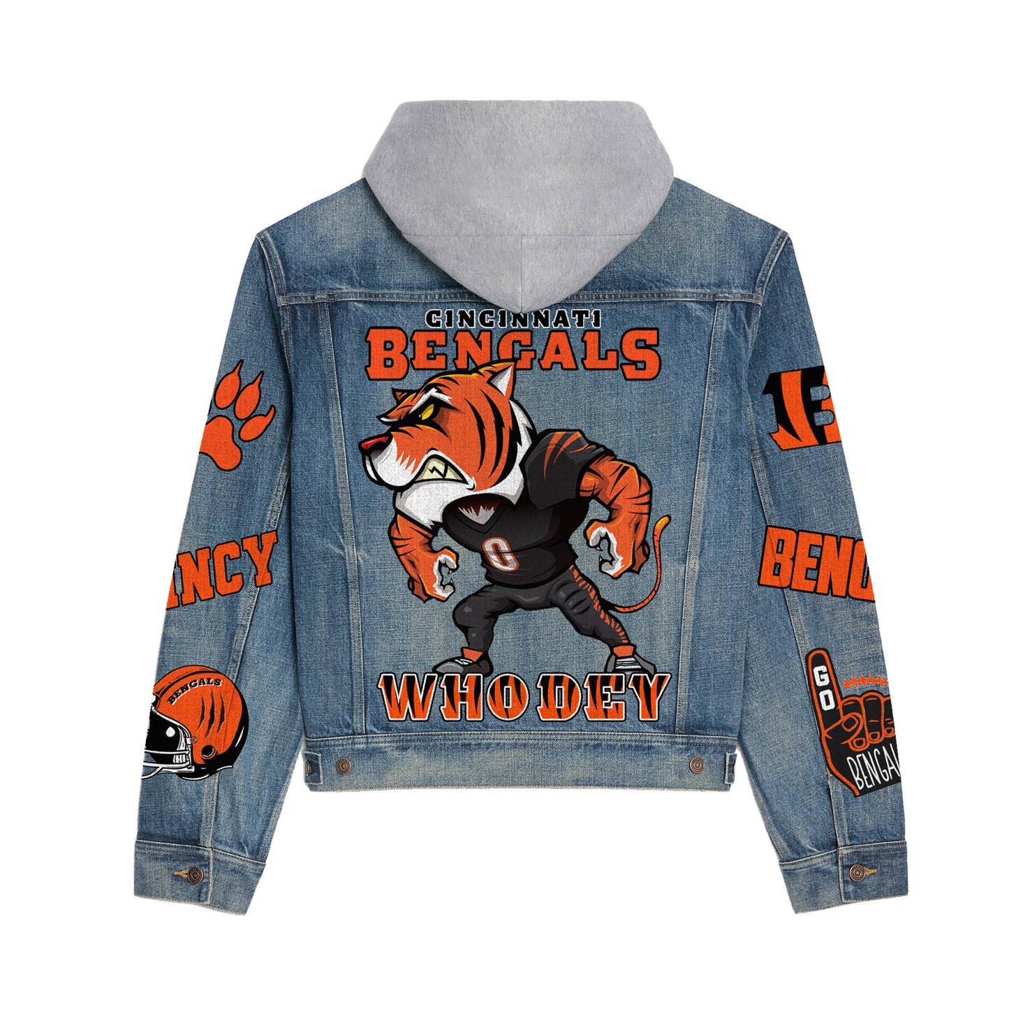 Cincinnati Bengals Premium Hooded Denim Jacket New Collection AZBTHDJ000193