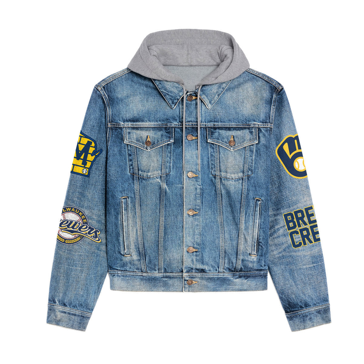 Milwaukee Brewers Premium Hooded Denim Jacket New Collection AZBTHDJ000622