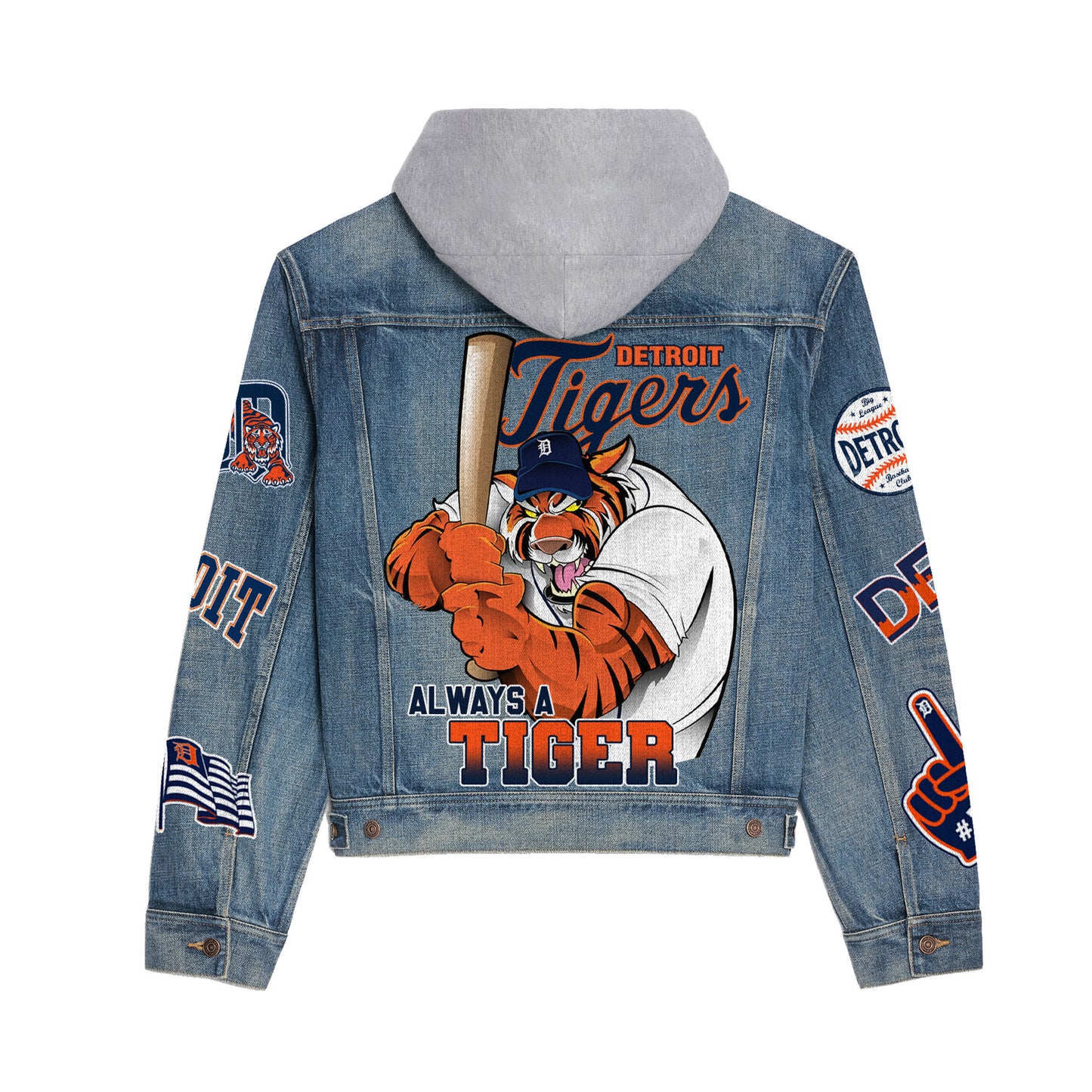 Detroit Tigers Premium Hooded Denim Jacket New Collection AZBTHDJ000585