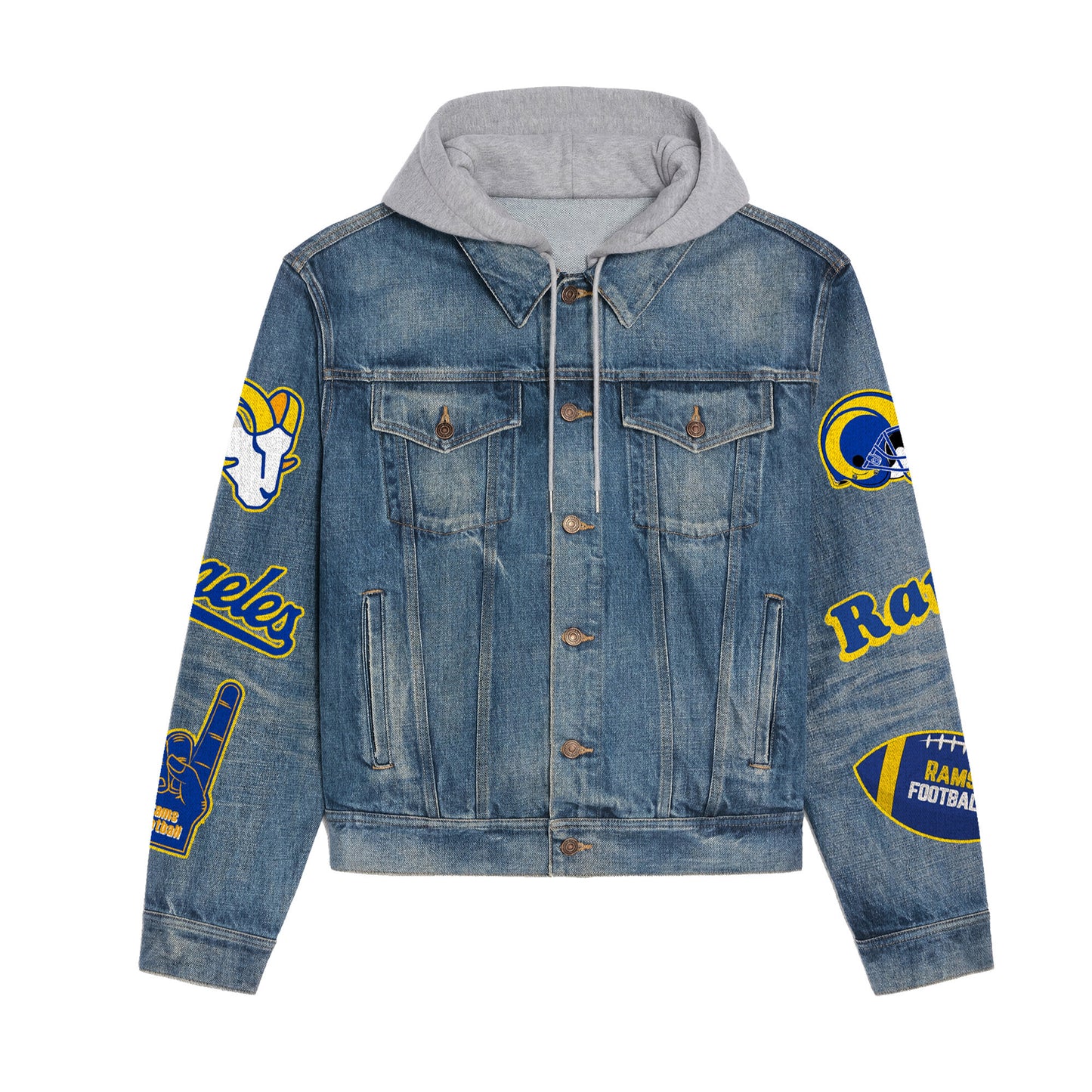 Los Angeles Rams Premium Hooded Denim Jacket New Collection AZBTHDJ000203