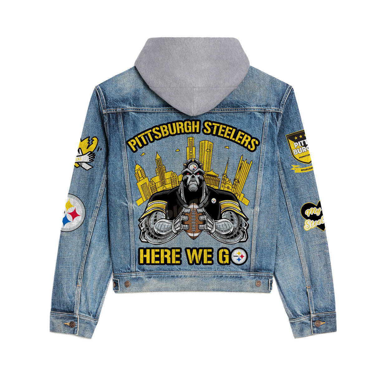 Pittsburgh Steelers Premium Hooded Denim Jacket New Collection AZBTHDJ000202