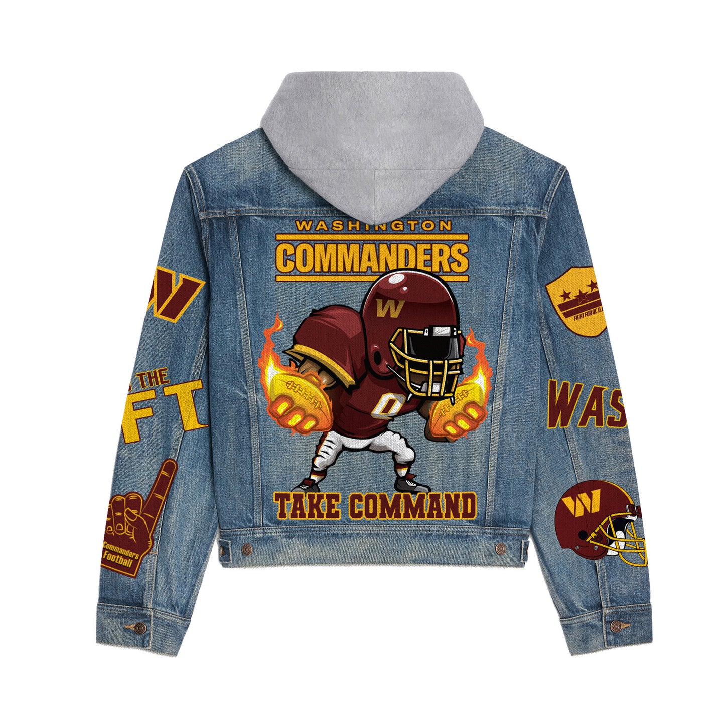 Washington Commanders Premium Hooded Denim Jacket New Collection AZBTHDJ000205