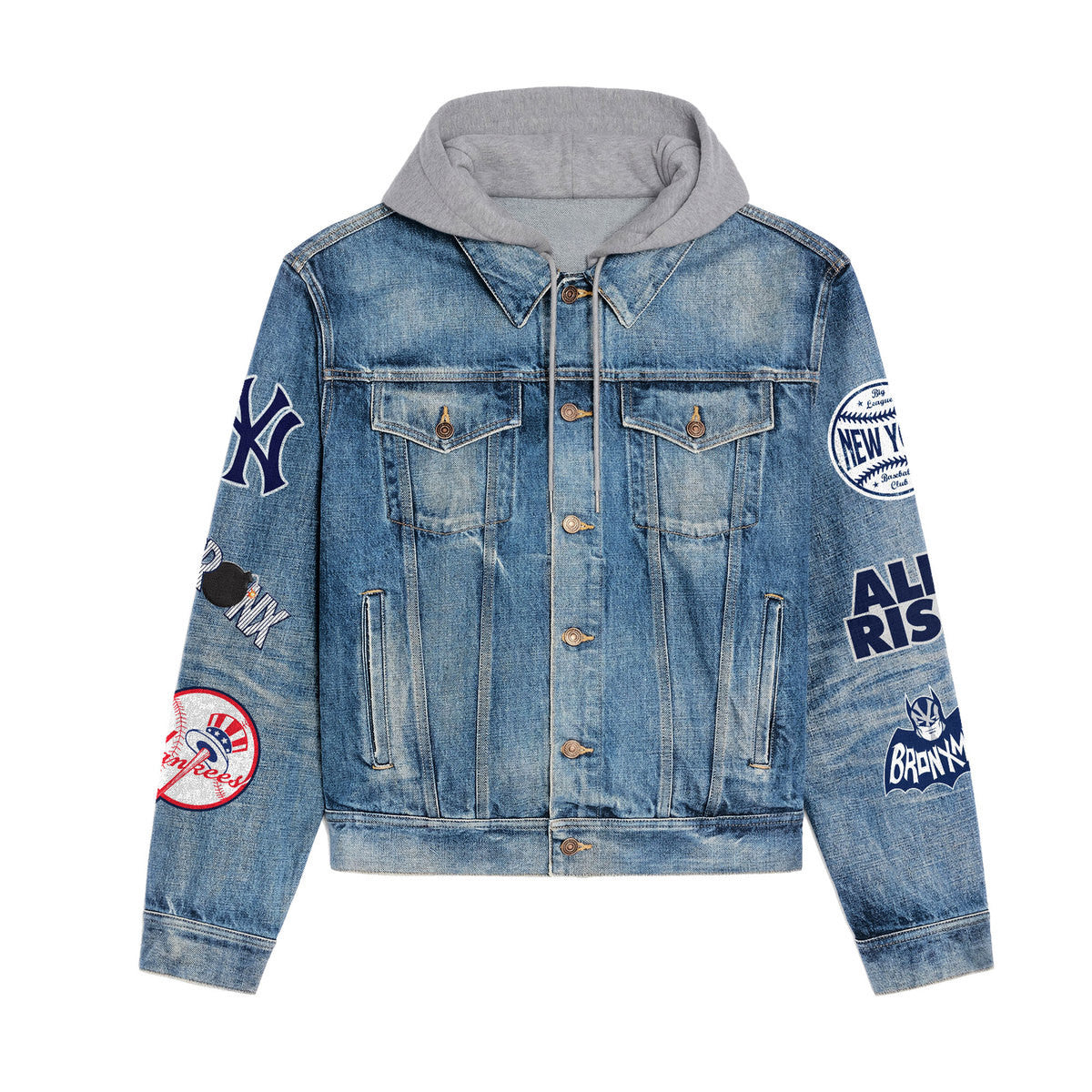 New York Yankees Premium Hooded Denim Jacket New Collection AZBTHDJ000586