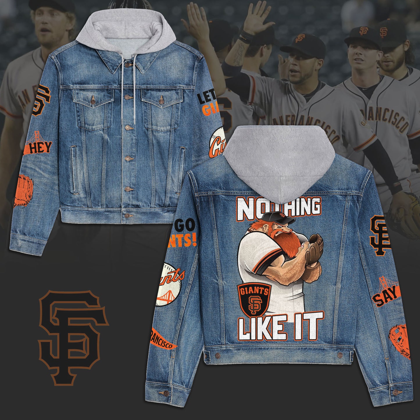 San Francisco Giants Premium Hooded Denim Jacket New Collection AZBTHDJ000589