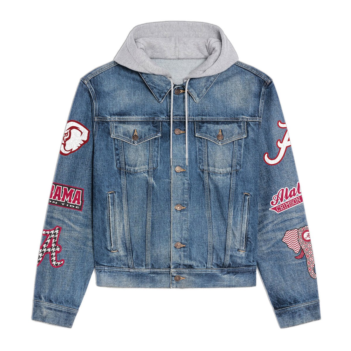 Abama Crimson Tide Premium Hooded Denim Jacket New Collection AZBTHDJ000397