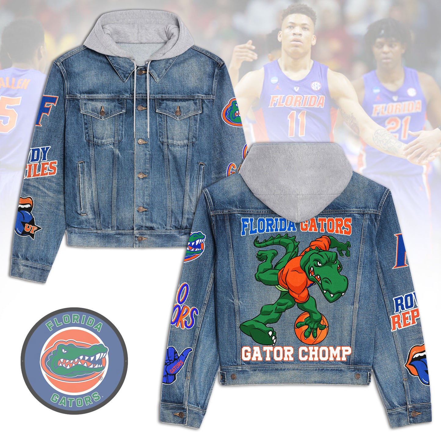 Florida Gators Premium Hooded Denim Jacket New Collection AZBTHDJ000473
