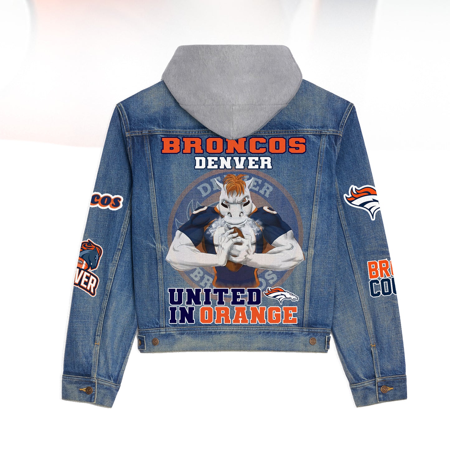 Denver Broncos Premium Hooded Denim Jacket New Collection AZBTHDJ000180