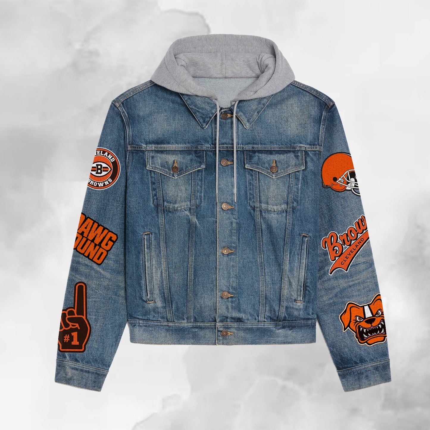 Cleveland Browns Premium Hooded Denim Jacket New Collection AZBTHDJ000183