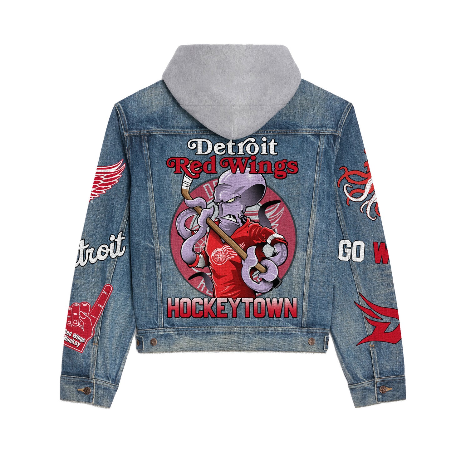 Detroit Red Wings Premium Hooded Denim Jacket New CollectionAZBTHDJ000265