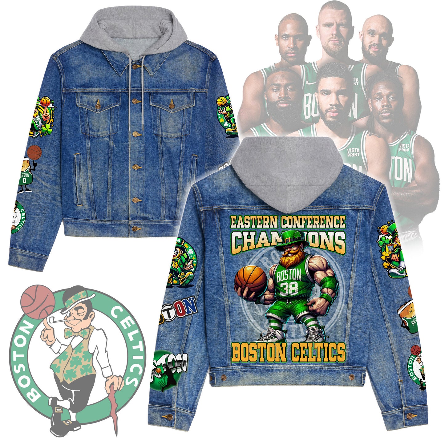 Boston Celtics Premium Hooded Denim Jacket New Collection AZBTHDJ000298
