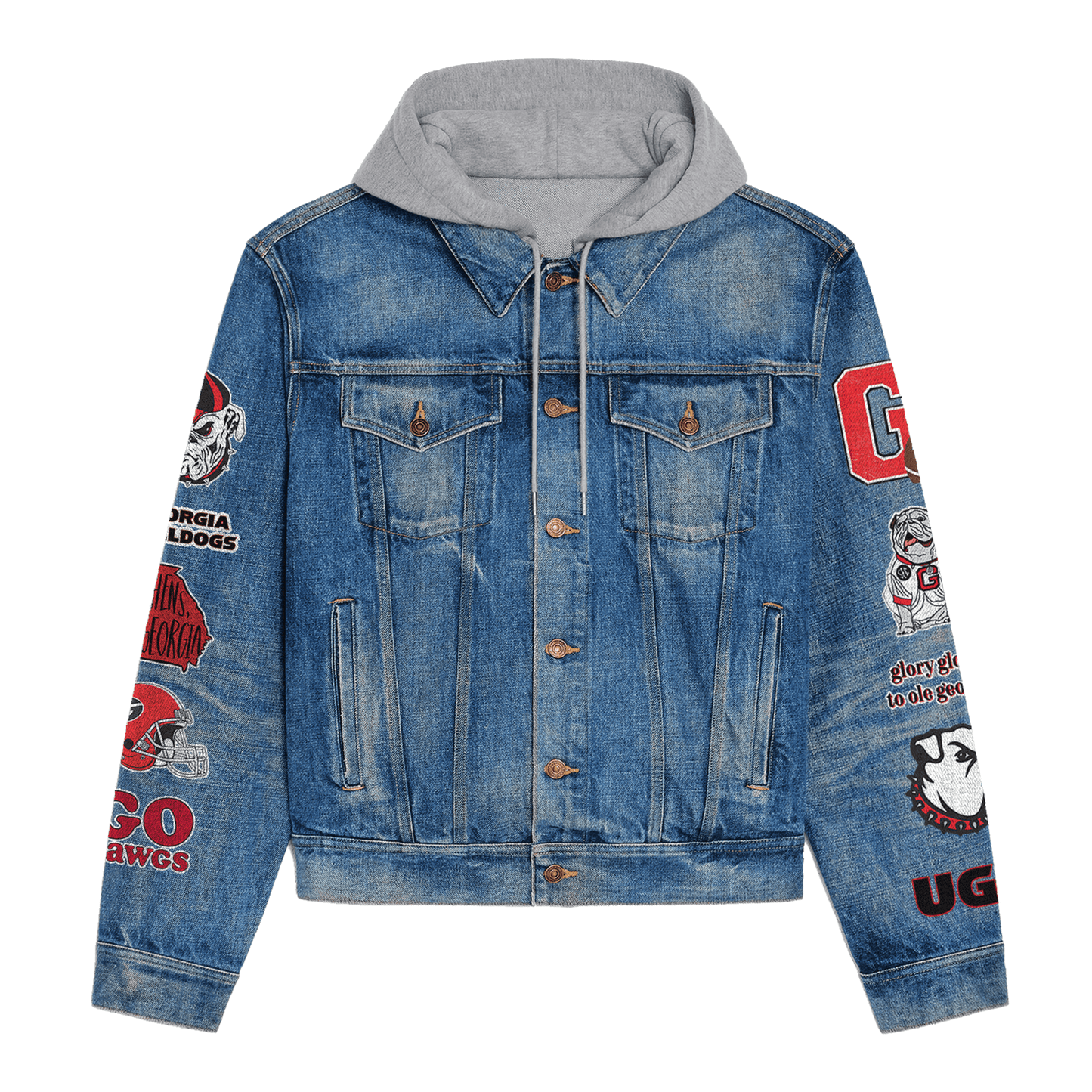Georgia Bulldogs Premium Hooded Denim Jacket New Collection AZBTHDJ000417
