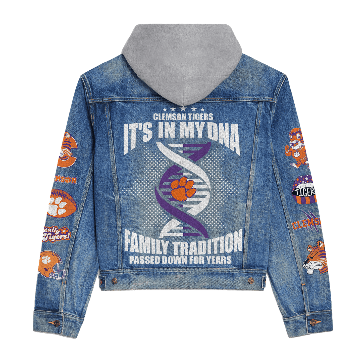 Clemson Tigers Premium Hooded Denim Jacket New Collection AZBTHDJ000418