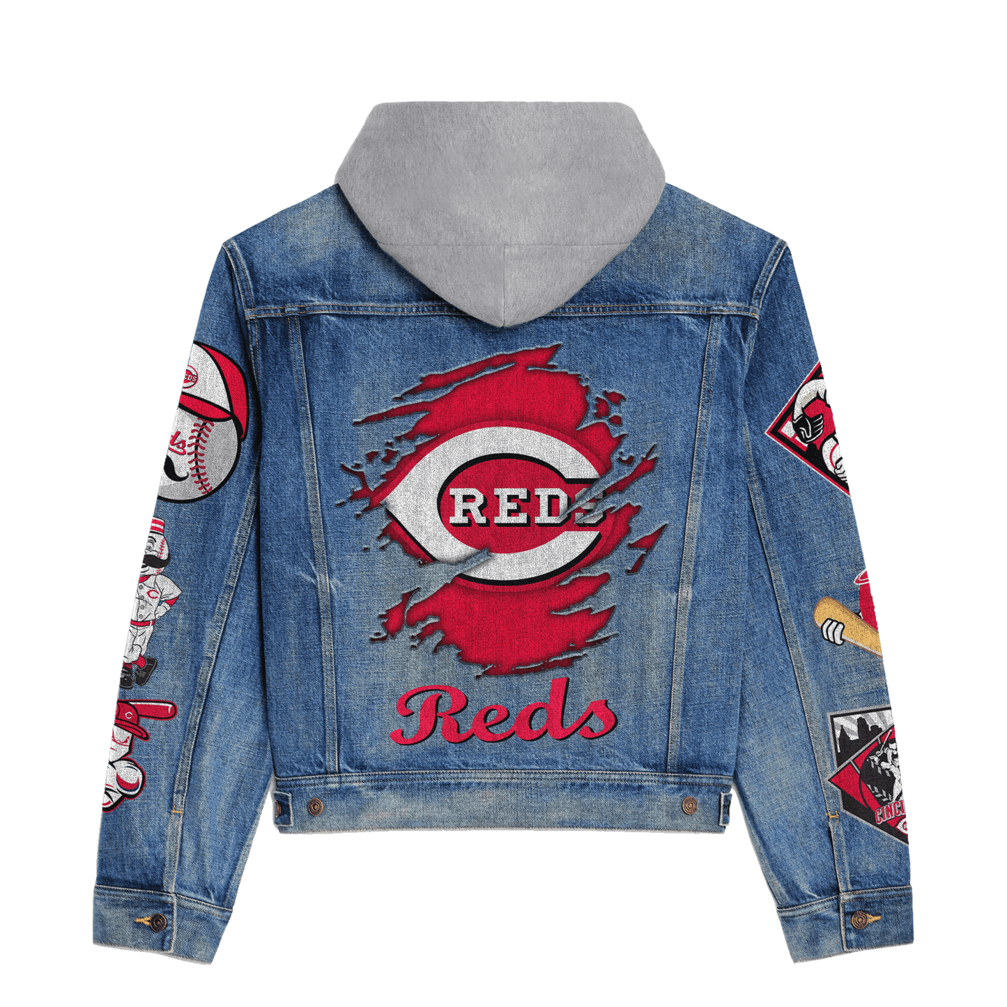 Cincinnati Reds Premium Hooded Denim Jacket New Collection AZBTHDJ000569