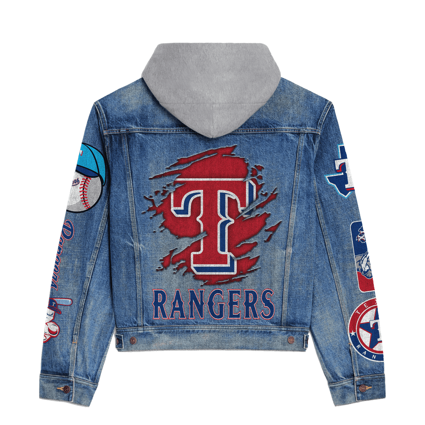 Texas Rangers Premium Hooded Denim Jacket New Collection AZBTHDJ000570