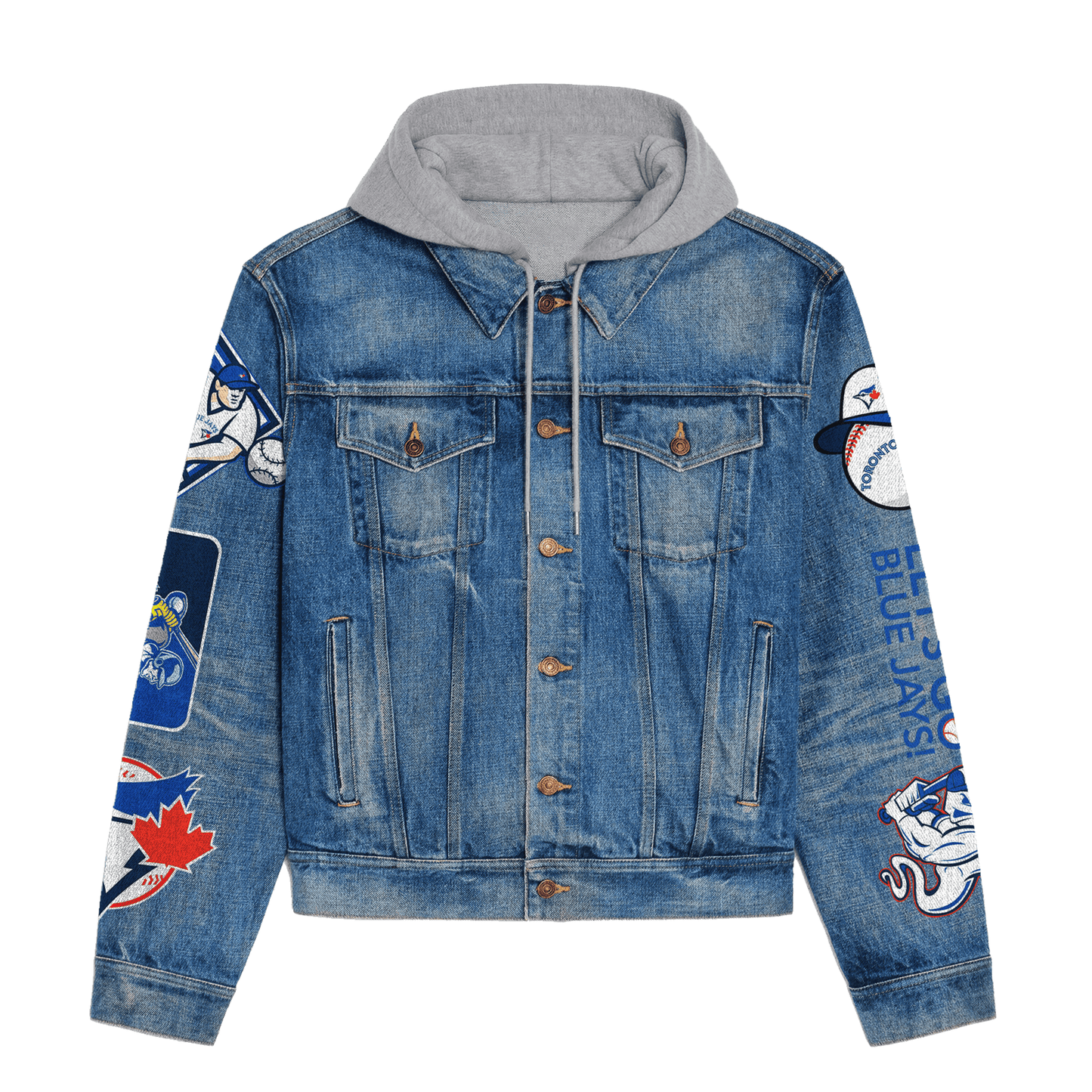 Toronto Blue Jays Premium Hooded Denim Jacket New Collection AZBTHDJ000573