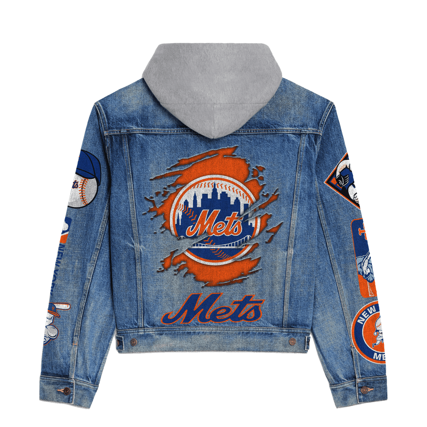 New York Mets Premium Hooded Denim Jacket New Collection AZBTHDJ000582