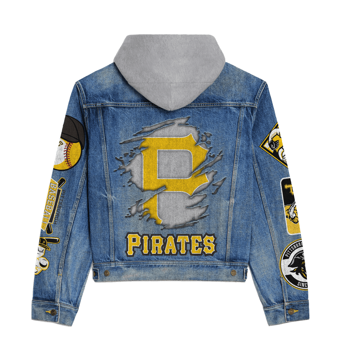 Pittsburgh Pirates Premium Hooded Denim Jacket New Collection AZBTHDJ000580