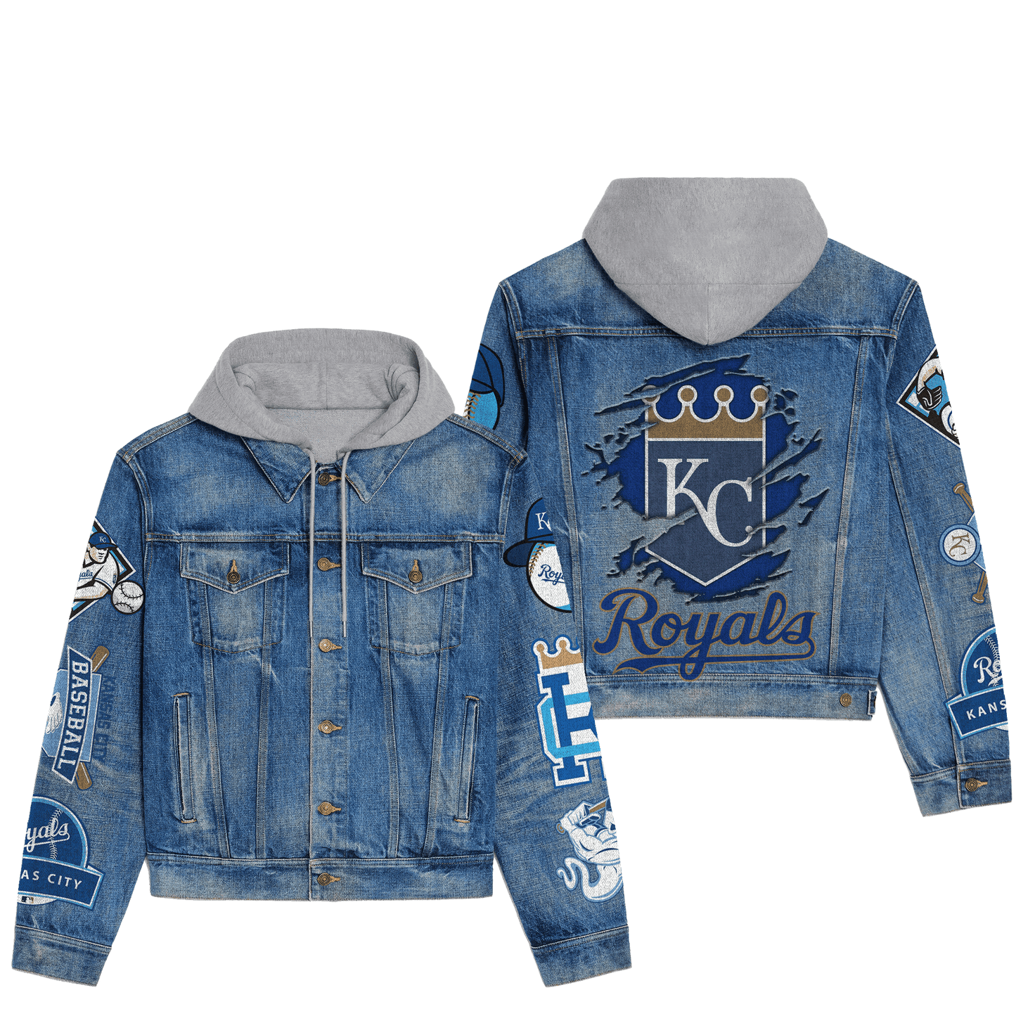 Kansas City Royals Premium Hooded Denim Jacket New Collection AZBTHDJ000596
