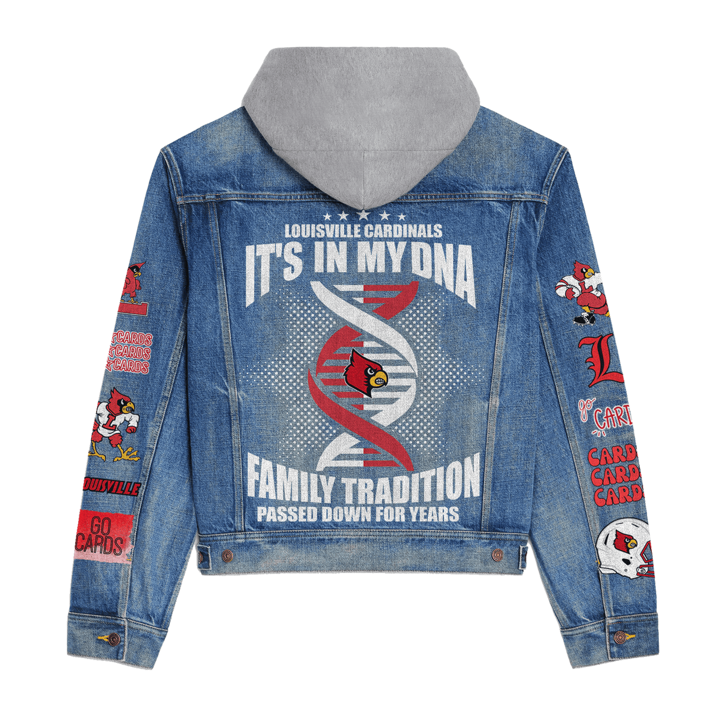 Louisville Cardinals Premium Hooded Denim Jacket New Collection AZBTHDJ000446