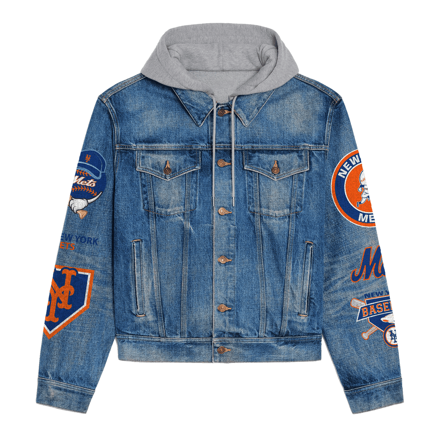 New York Mets Premium Hooded Denim Jacket New Collection AZBTHDJ000598