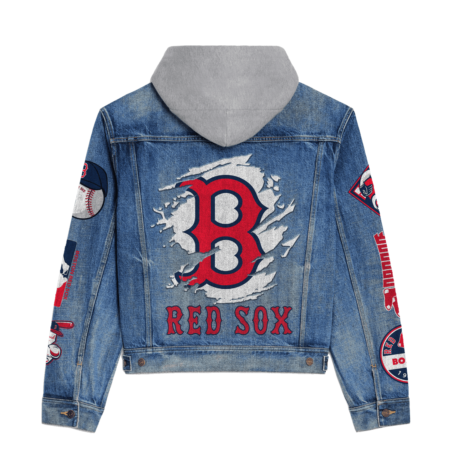 Boston Red Sox Premium Hooded Denim Jacket New Collection AZBTHDJ000599