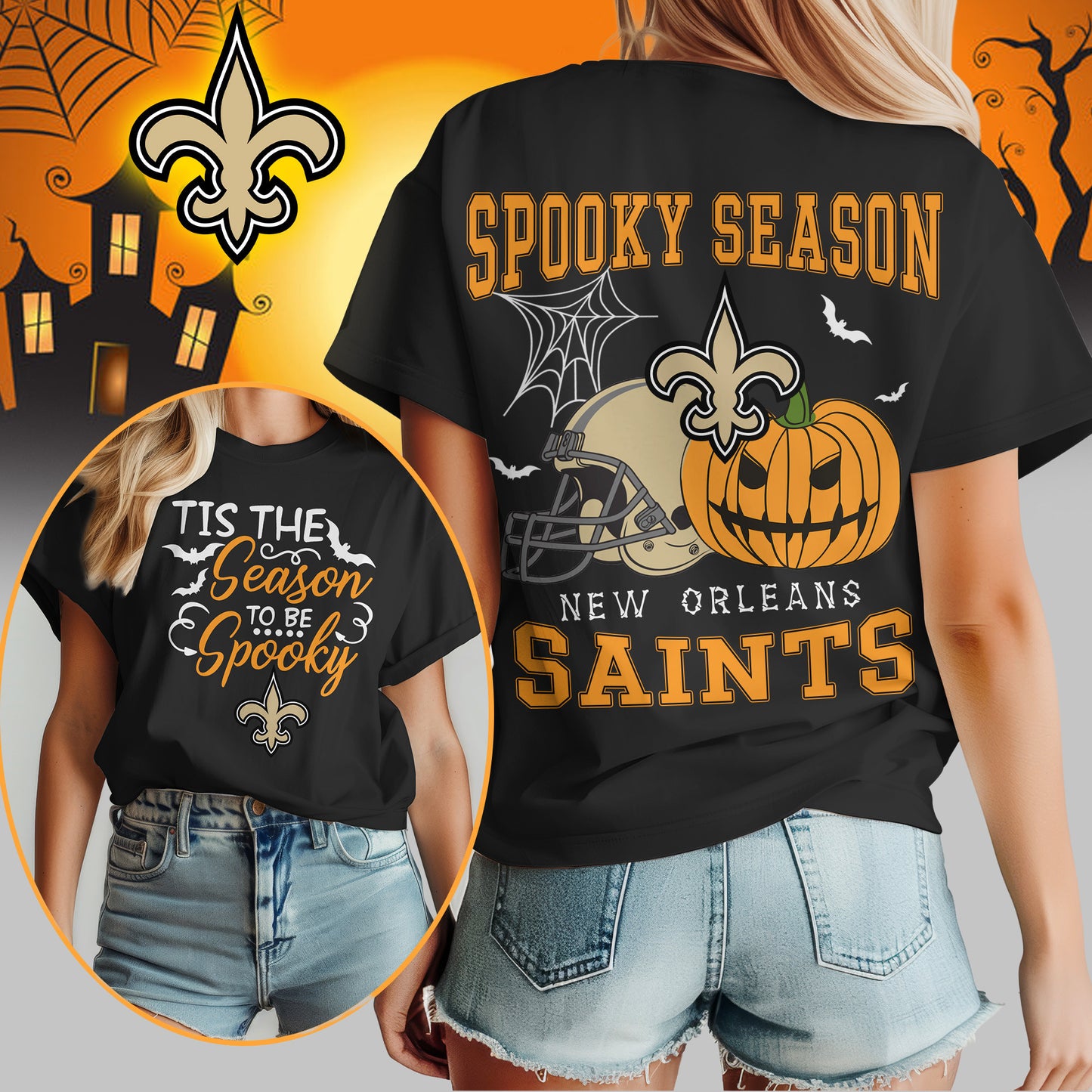 New Orleans Saints x Halloween Custom 3D T-Shirt NA122
