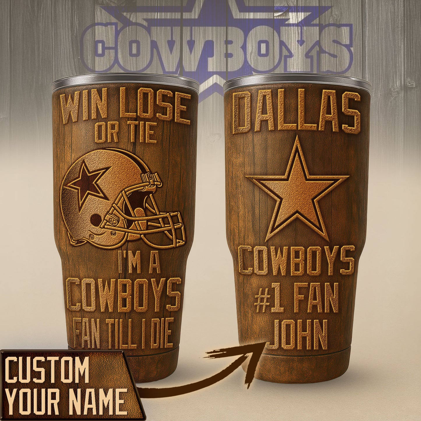 Dallas Cowboys Premium Tumbler 30oz TD Gifts For Fans AZBTTB30OZ000014