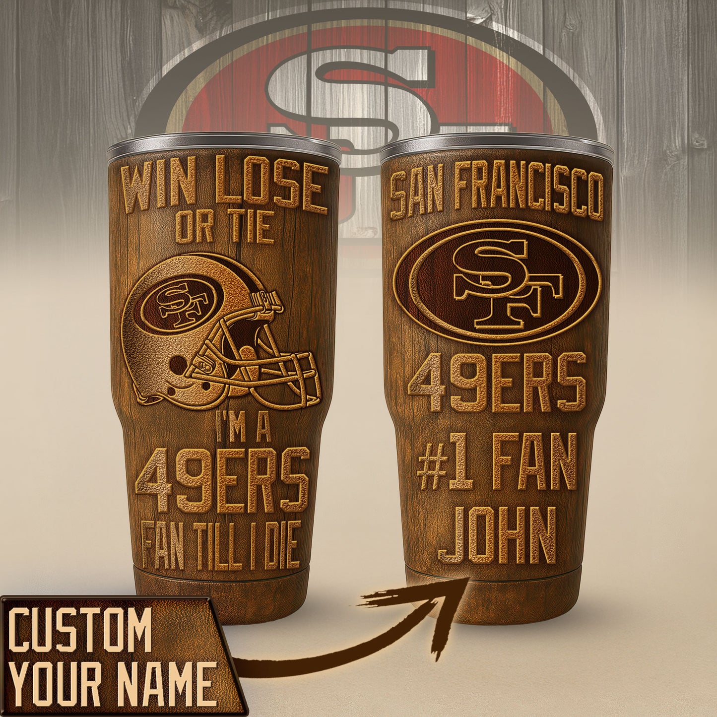 San Francisco 49ers Premium Tumbler 30oz TD Gifts For Fans AZBTTB30OZ000018
