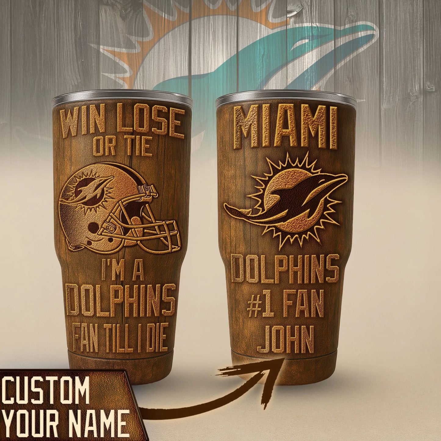 Miami Dolphins Premium Tumbler 30oz TD Gifts For Fans AZBTTB30OZ000025