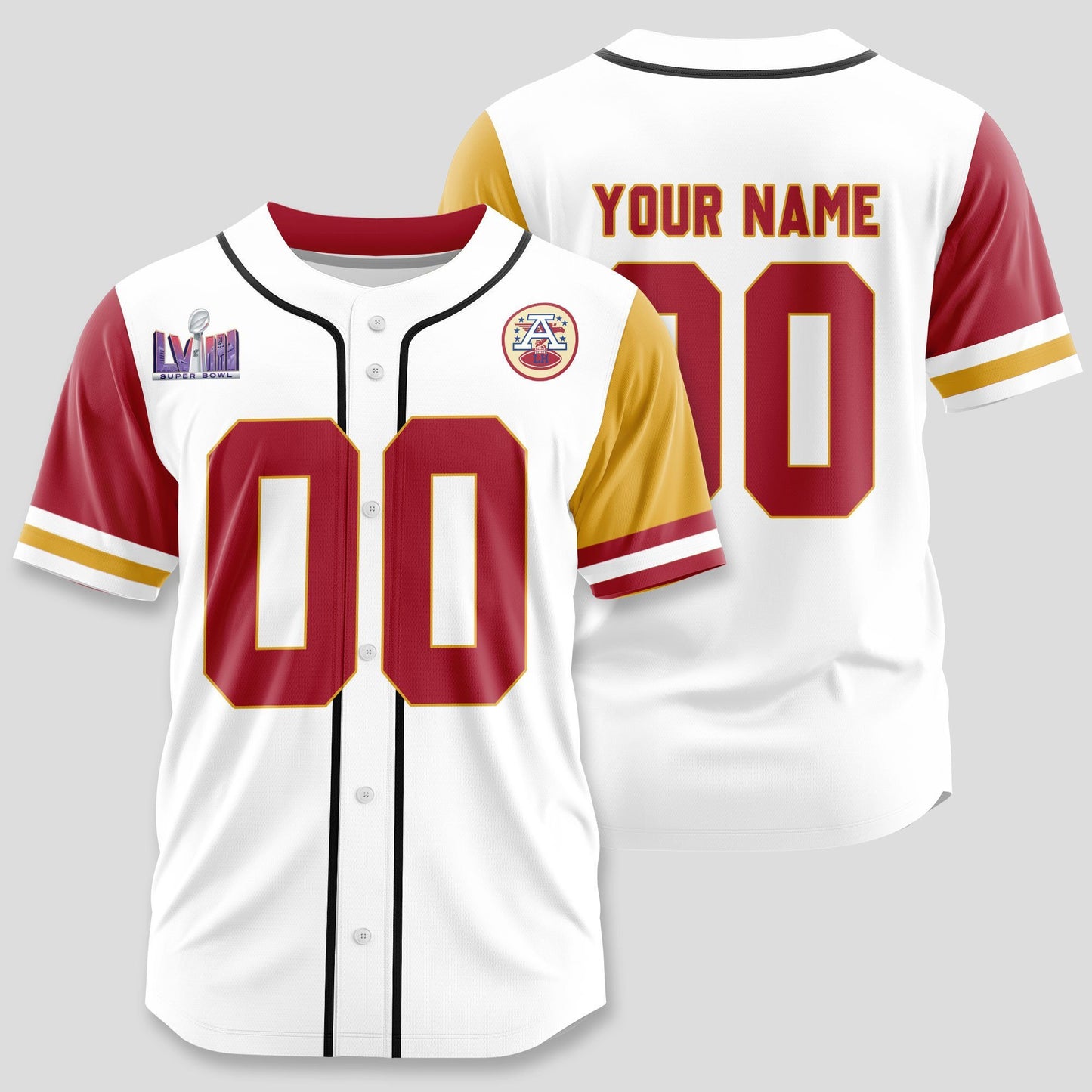 Kansas City Chiefs Classic Baseball Jersey Customize Your Name & Number AZEMBJS000059
