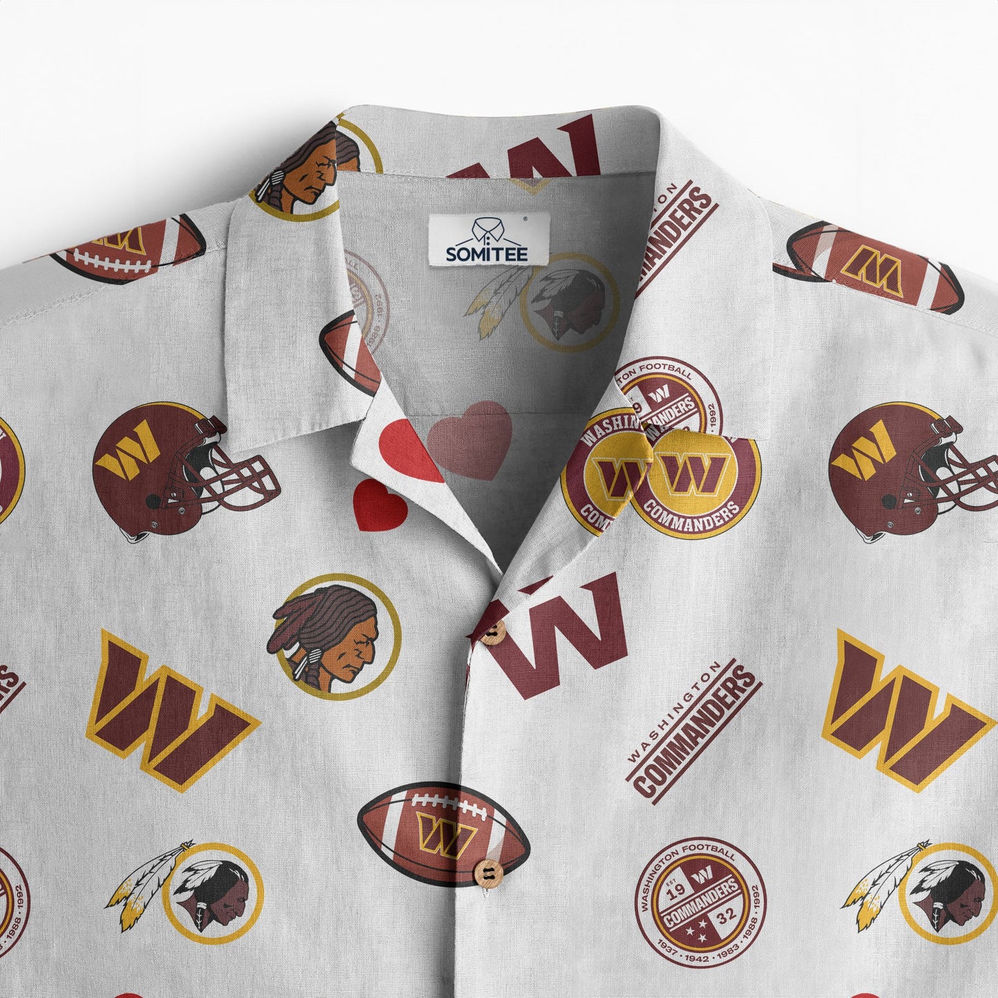 Washington Commanders Personalized Hawaiian Shirt 100% Cotton AZBTCHW000029