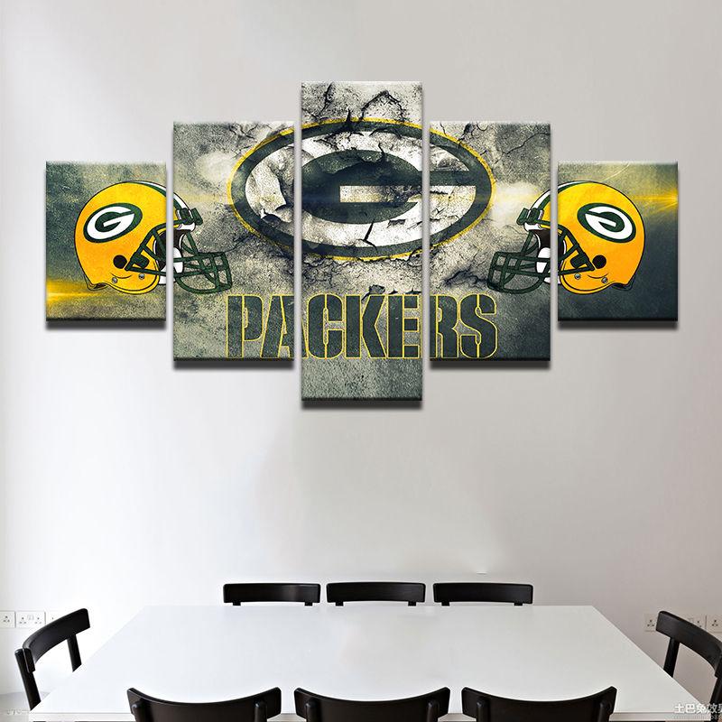 Green Bay Packers 5 Piece Canvas Wall Art With Frame HA12