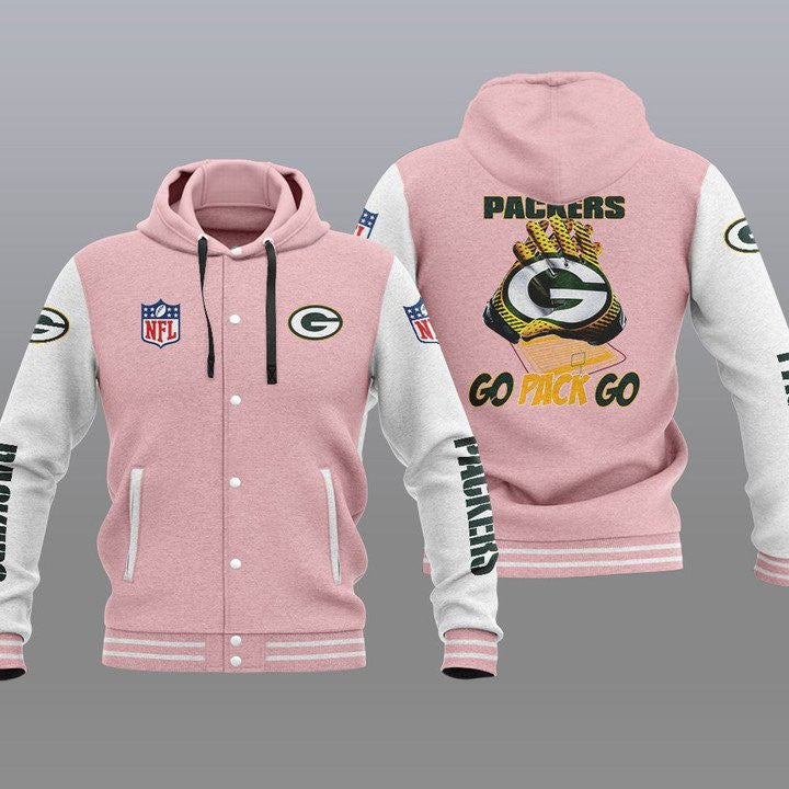 Green Bay Packers Hooded Button Jacket with Hood 15