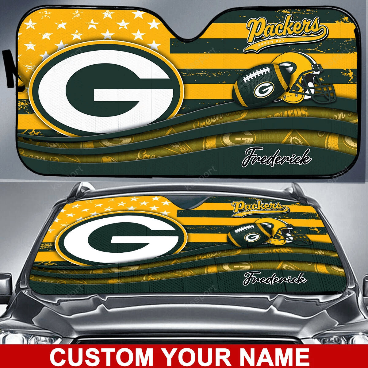 Green Bay Packers Personalized Auto Sun Shade BG11
