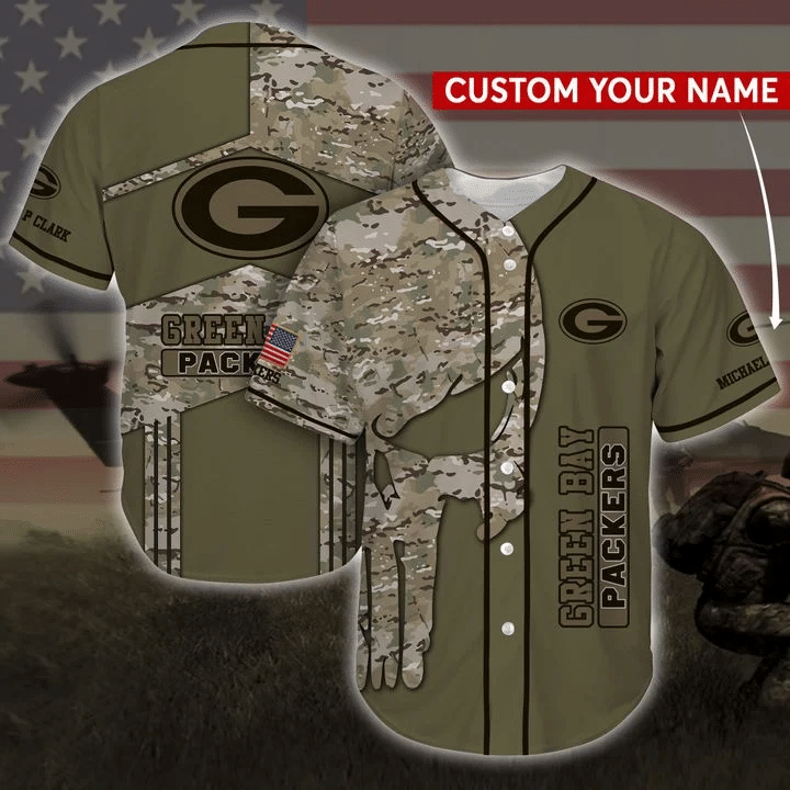 Green Bay Packers Personalized Baseball Jersey BG126