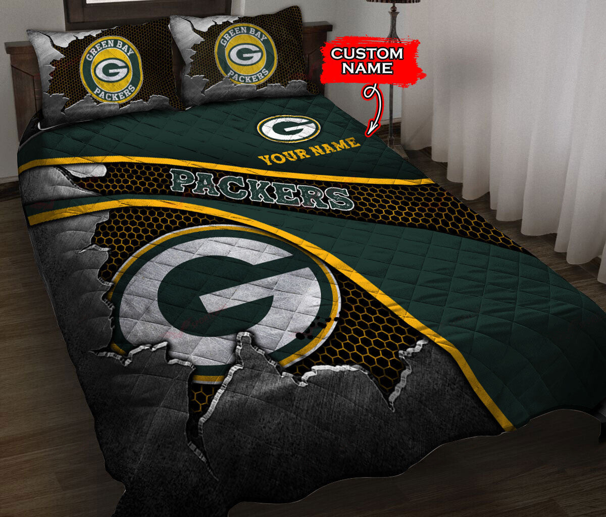 Green Bay Packers Personalized Quilt Set BG126
