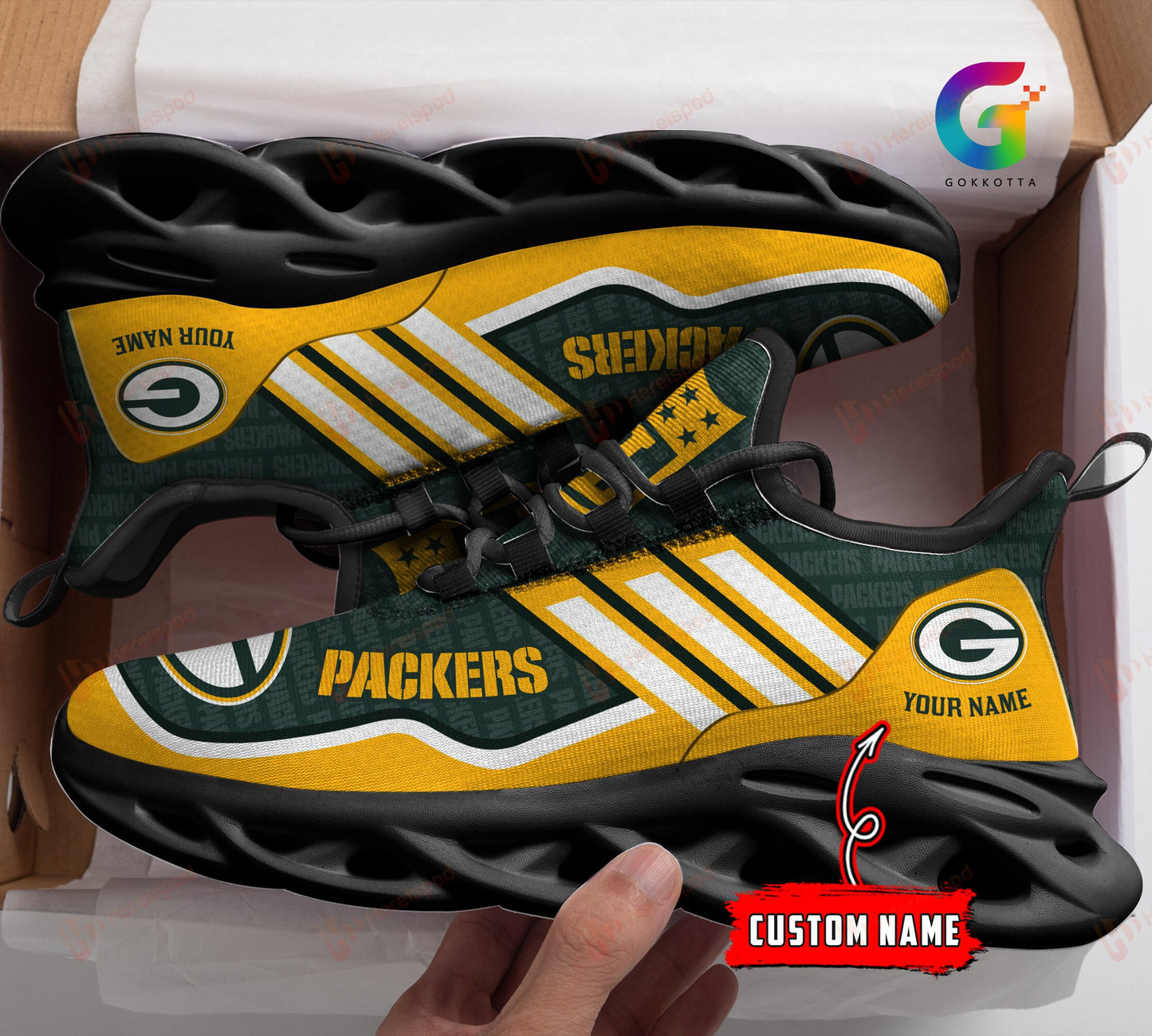 Green Bay Packers Personalized Yezy Running Sneakers 156