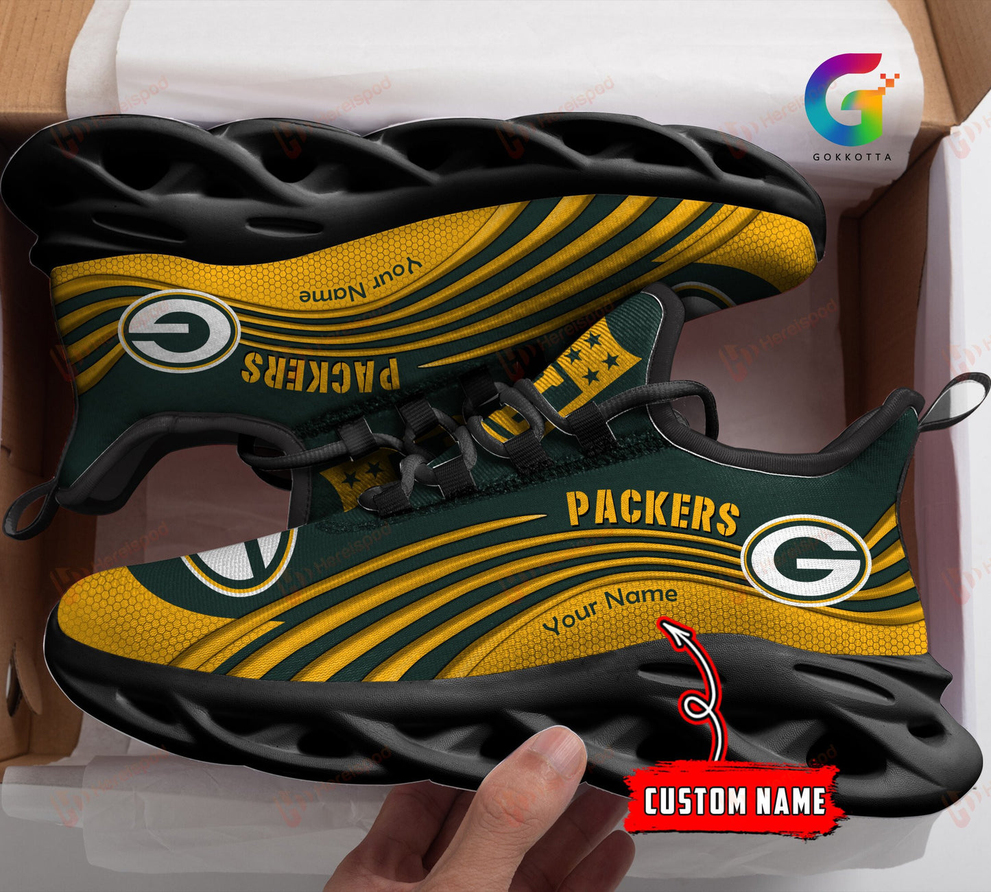Green Bay Packers Personalized Yezy Running Sneakers 166