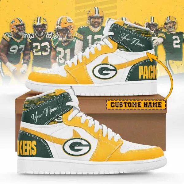Green Bay Packers Limited Edition High AJ1 Shoes with Custom Name AZBTAJ1SEW000013