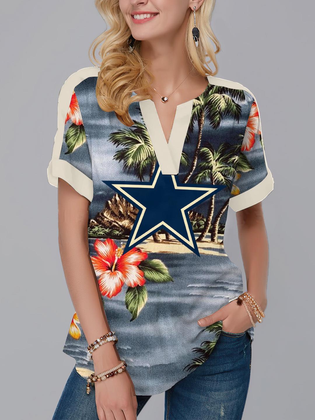 Dallas Cowboys Fashion Short Sleeve V-Neck Shirt AZSSV283