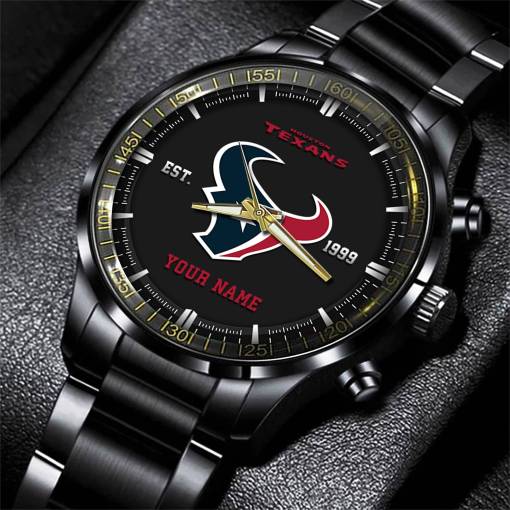 Houston Texans Black Fashion Watch Gifts For Sport Fans AZWATCH067
