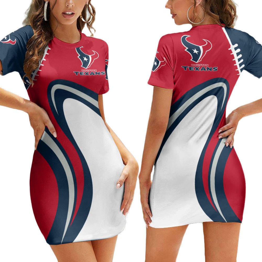 Houston Texans Casual Short Sleeve Bodycon Mini Dress BG165