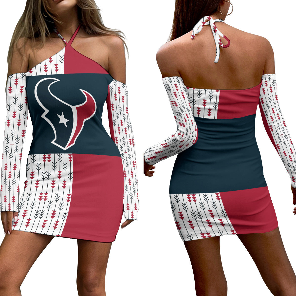 Houston Texans Halter Lace-up Dress 73