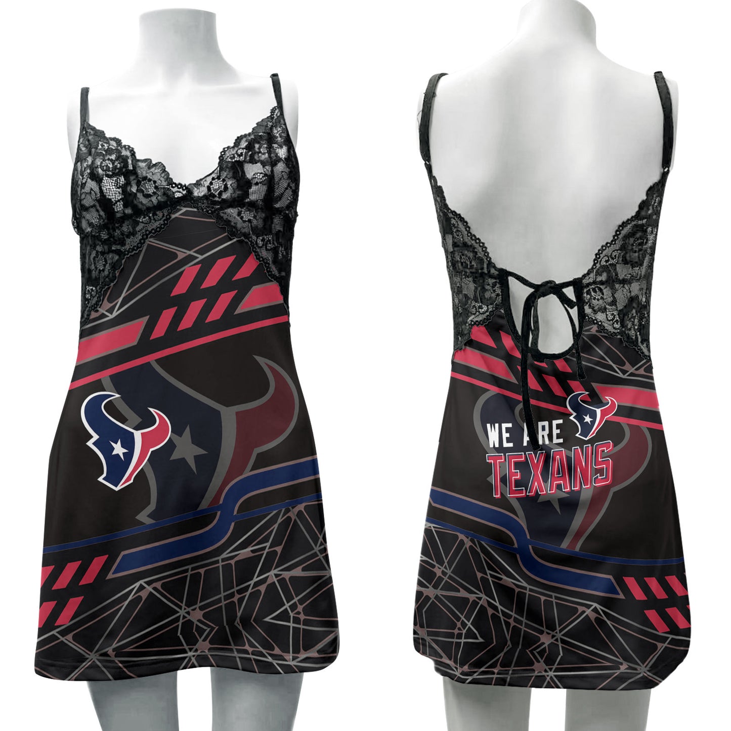 Houston Texans Lace Back Strap Slip Dress 468