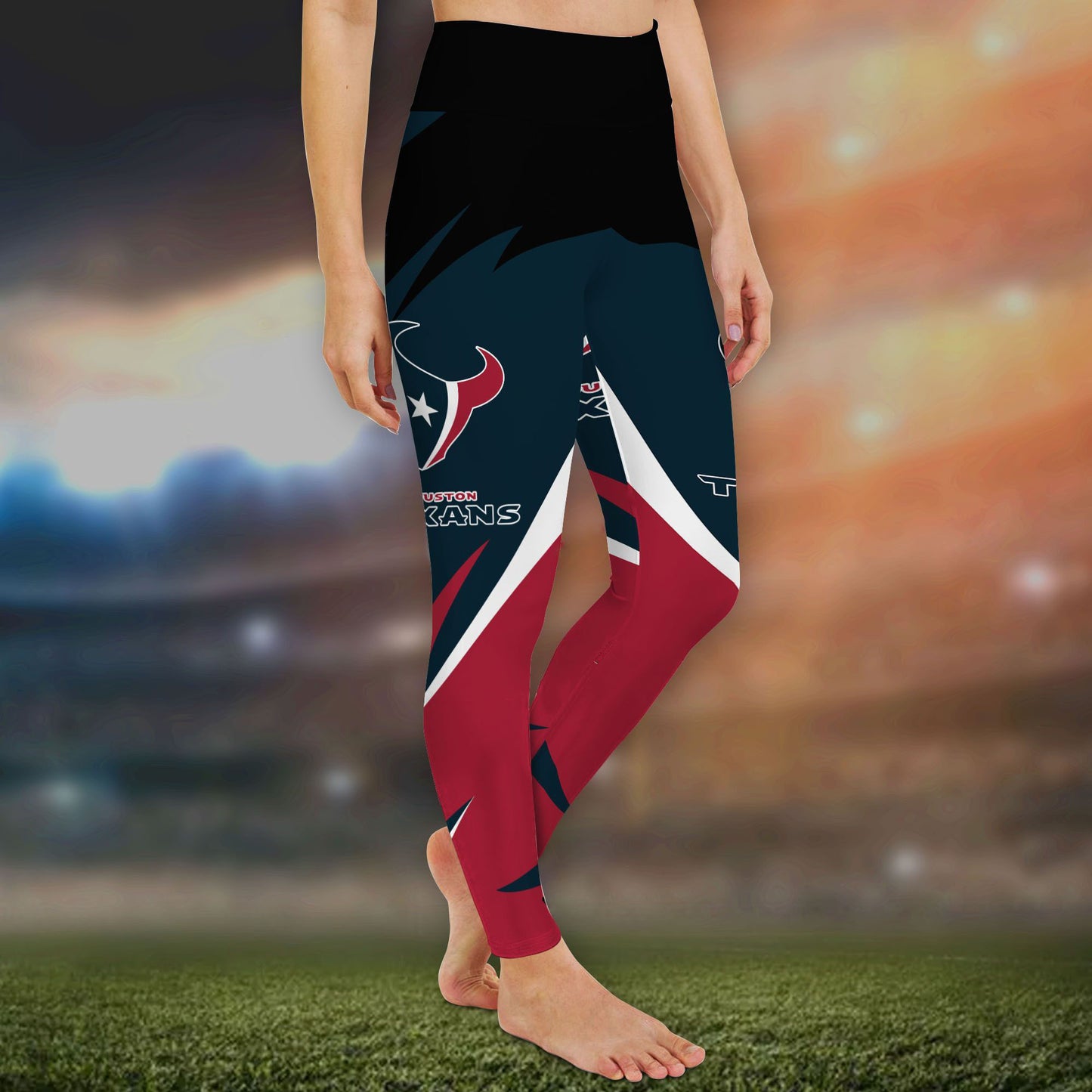 Houston Texans Leggings And Criss Cross Tank Top BG84