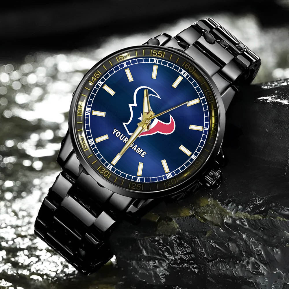 Houston Texans Black Fashion Watch Gifts For Sport Fans AZWATCH042