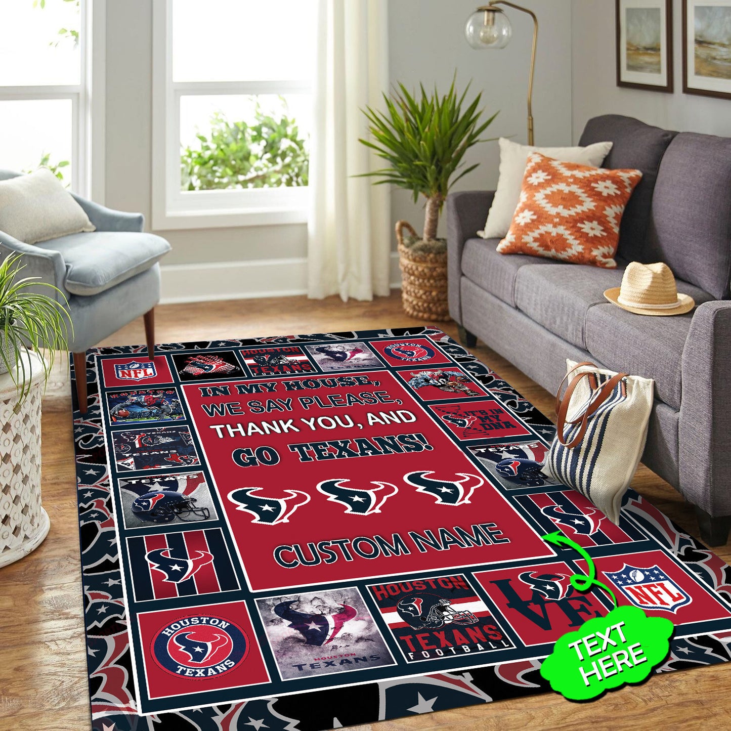 Houston Texans Personalized Premium Rectangle Rug 27