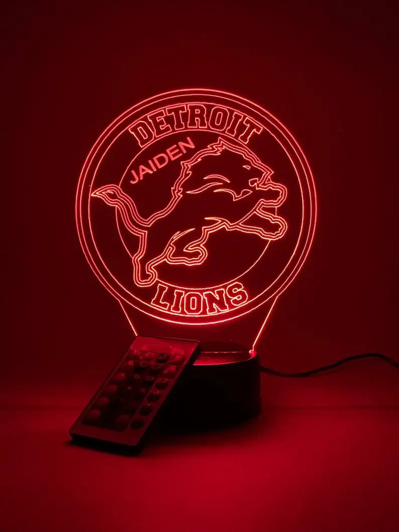 Detroit Lions Personalized 3D Lamp For Sport Fans AZ3DLA011