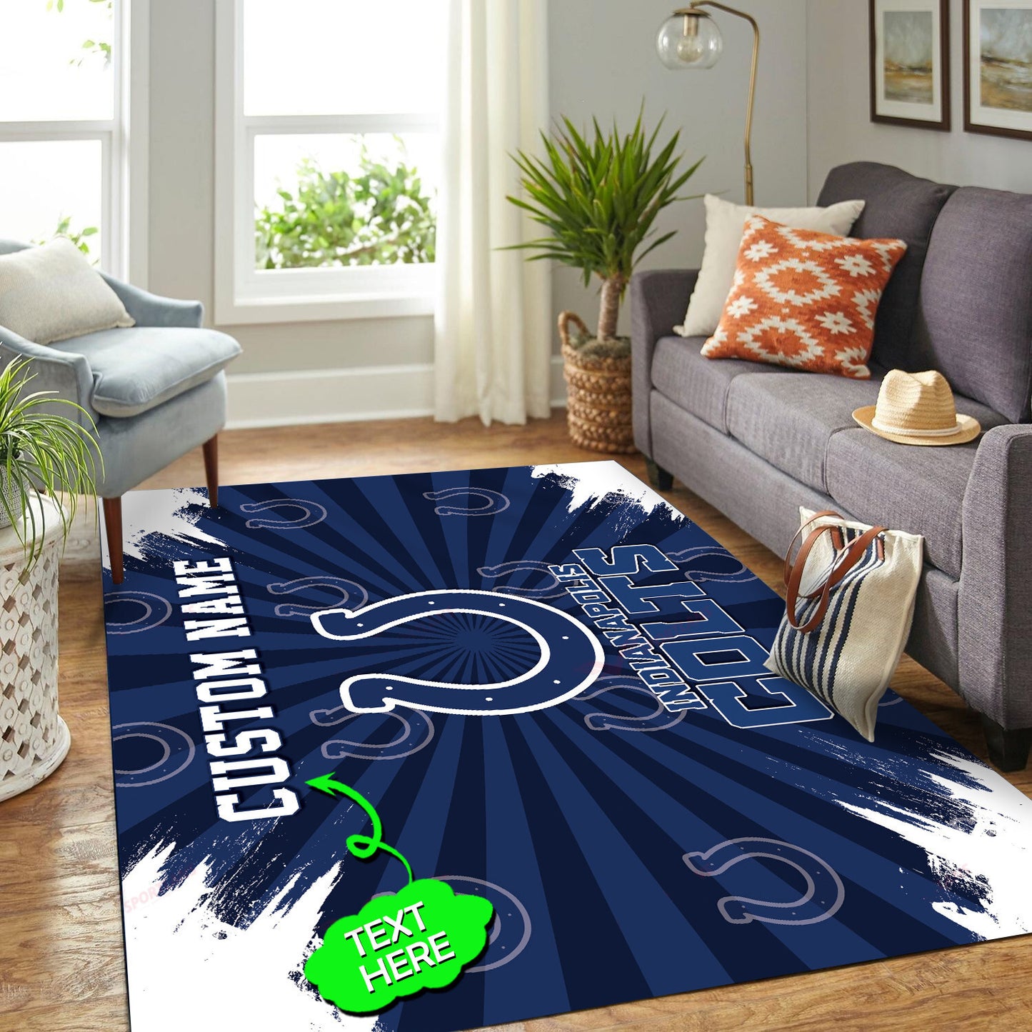 Indianapolis Colts Personalized Premium Rectangle Rug 54