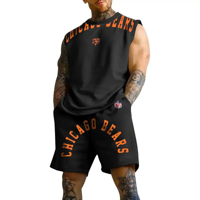 Chicago Bears Combo Men Jersey Tank Top and Shorts AZICOTATTMS00018